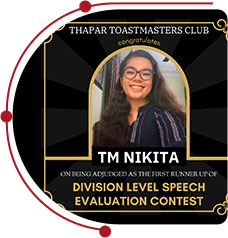 Nikita from Thapar Toastmasters club